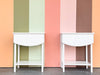 Pair of Custom Wood and Rattan Painted Nightstands