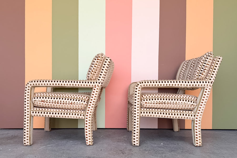 Pair of Parsons Style Upholstered Chairs
