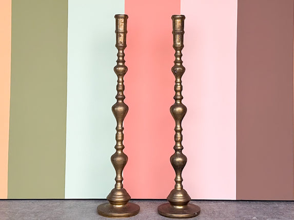 Pair of Large Brass Candlesticks