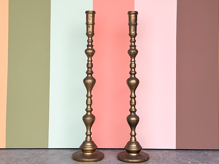 Pair of Large Brass Candlesticks