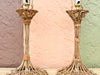 Pair of Bamboo Lamps with Custom Raffia Lampshades