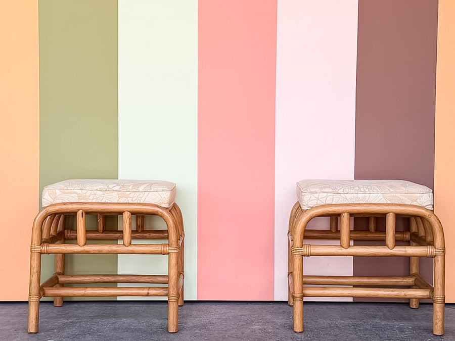 Rattan Console with Stools