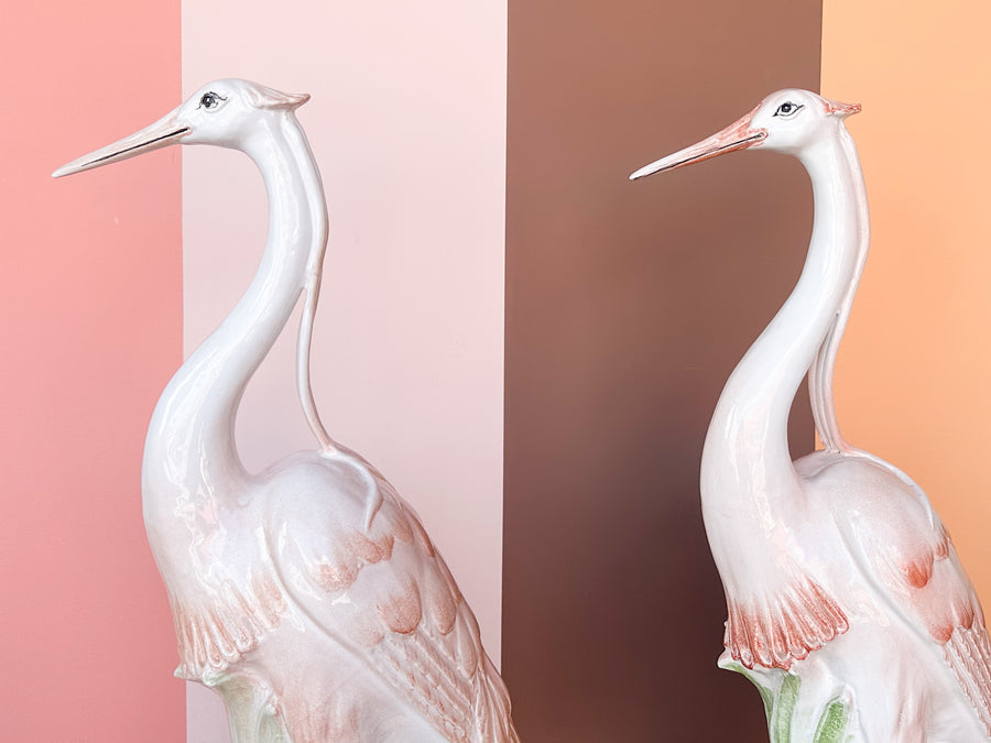 Pair of Huge Ceramic Herons