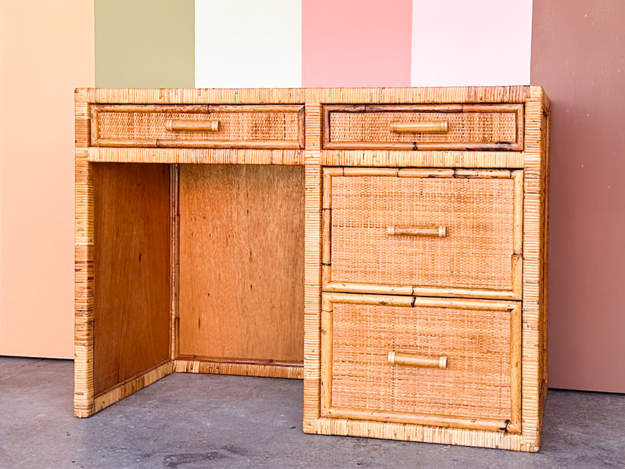 Coastal Rattan Wrapped Desk