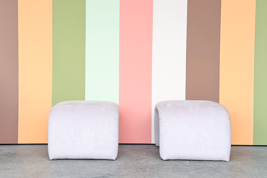Pair of Upholstered Waterfall Stools