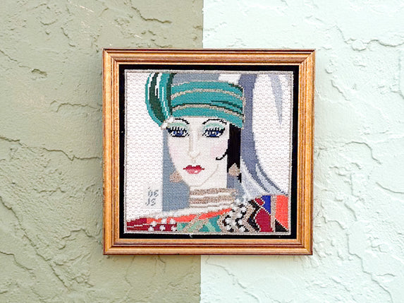 Glam Gal Needlepoint Framed Art