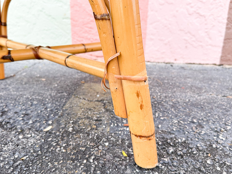 Set of Six Old Florida Rattan Dining Chairs