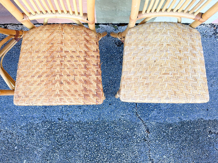 Set of Four Cute Rattan Bistro Dining Chairs