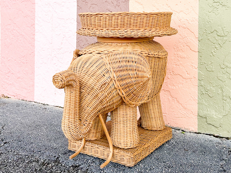 Wicker Elephant Side Table