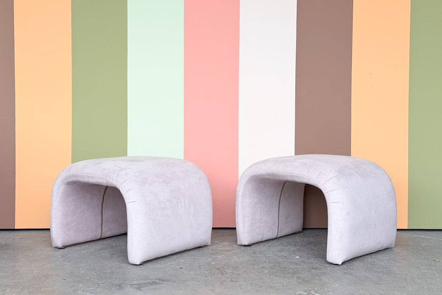 Pair of Upholstered Waterfall Stools