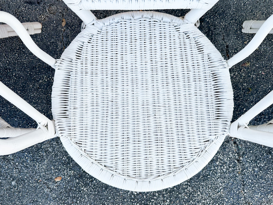 Set of Four Palm Beach Chic Rattan Dining Chairs