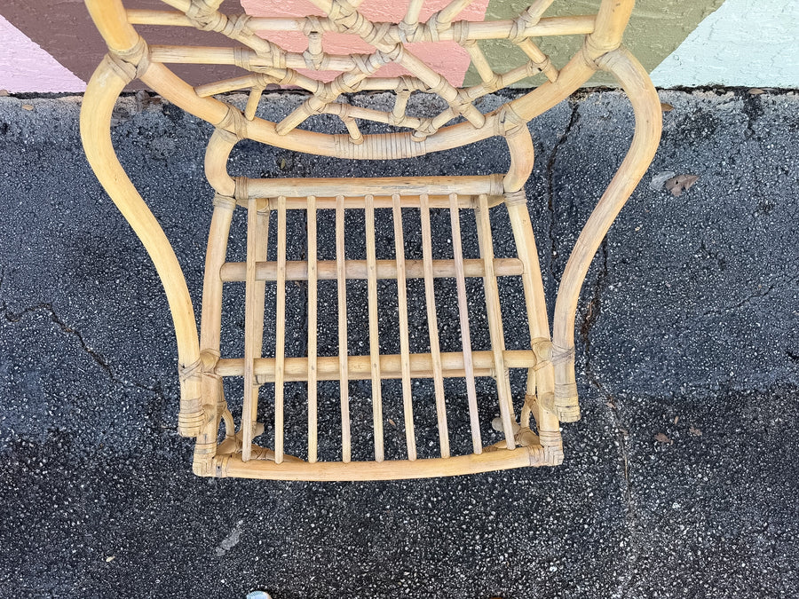 Set of Six Cracked Ice Rattan Dining Chairs