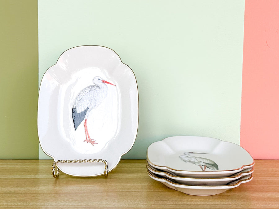 Set of Four Decoupage Bird Plates