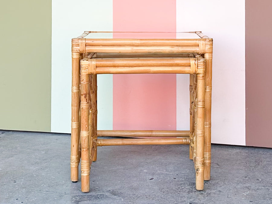 Chippendale Rattan Nesting Tables