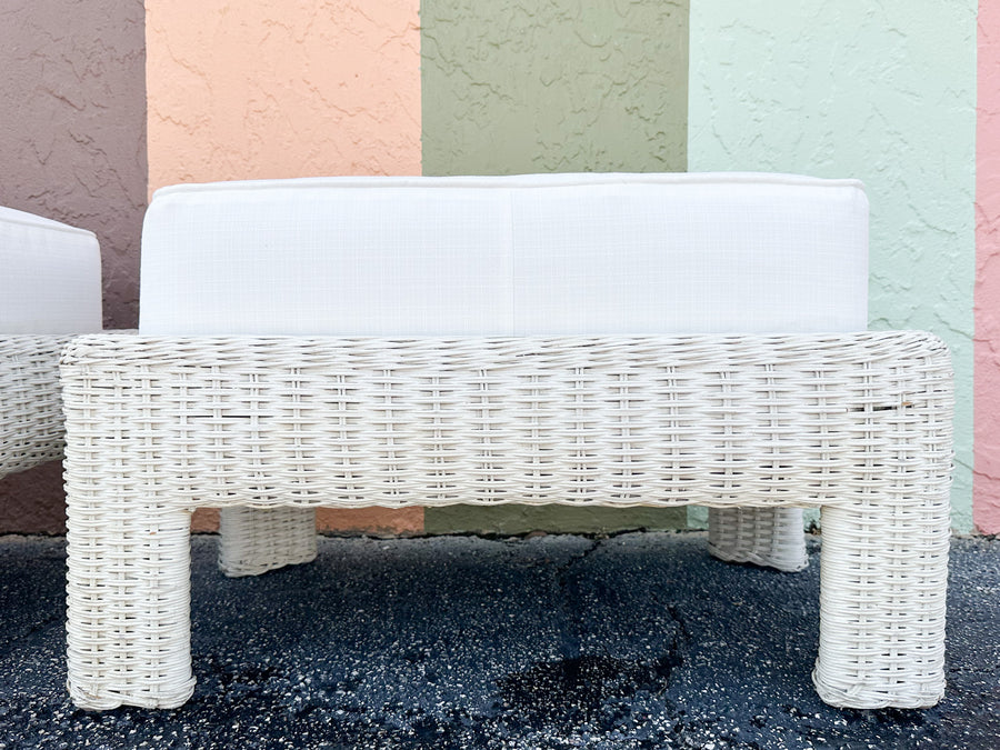 Pair of Wicker Chic Ottomans