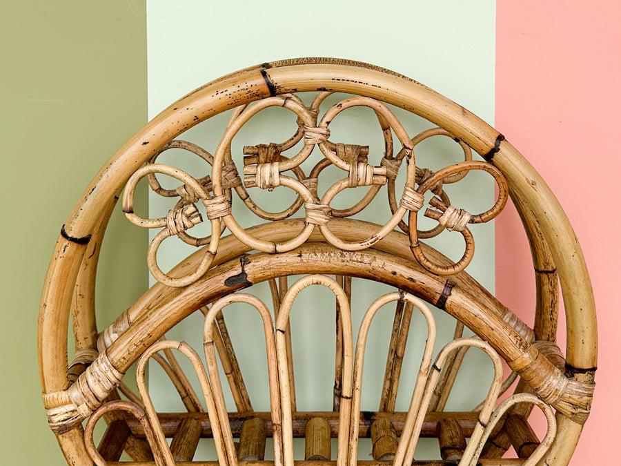 Whimsical Rattan Magazine Rack