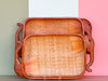Pair of Rattan Elephant Trays