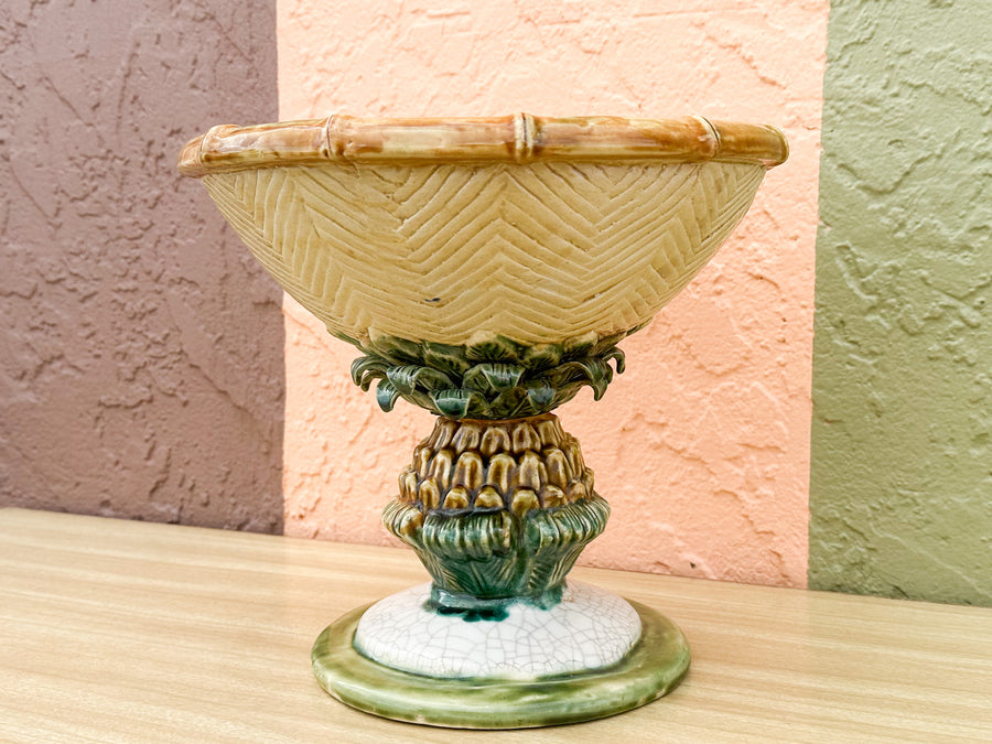 Majolica Pineapple Pedestal Bowl
