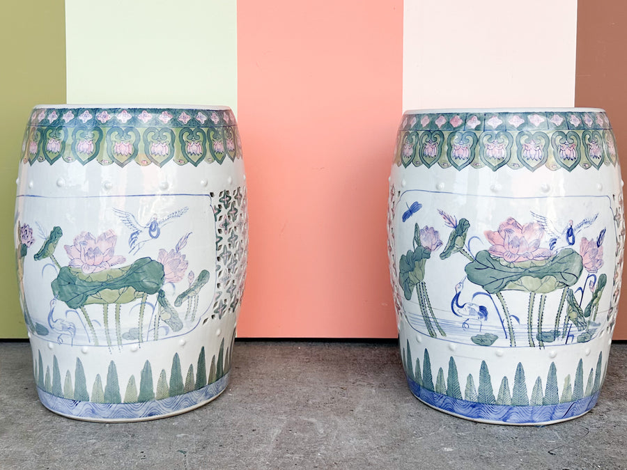 Pair of Pierced Chinoiserie Garden Seats
