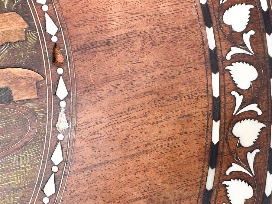 Inlaid Wood Elephant Side Table