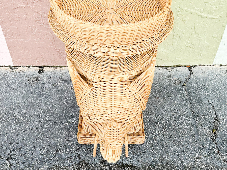 Wicker Elephant Side Table