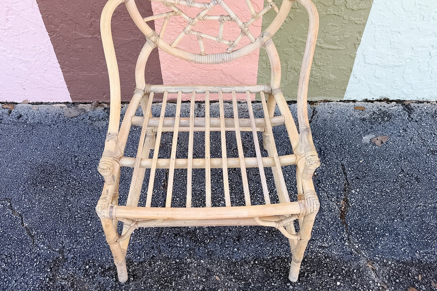 Set of Six Cracked Ice Rattan Dining Chairs