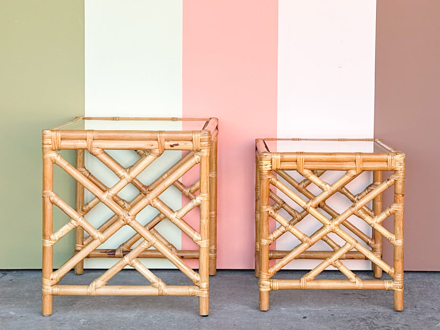 Chippendale Rattan Nesting Tables