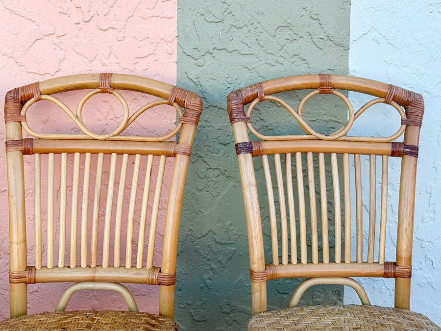 Set of Four Cute Rattan Bistro Dining Chairs