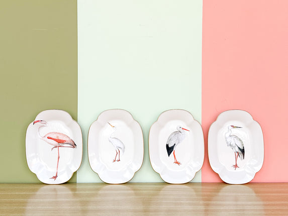 Set of Four Decoupage Bird Plates