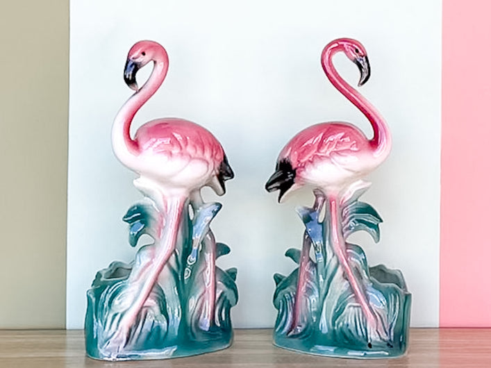 Pair of 1950s Flamingo Cachepots