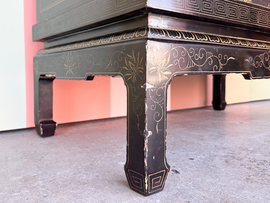 Black Chinoiserie Pagoda Cabinet