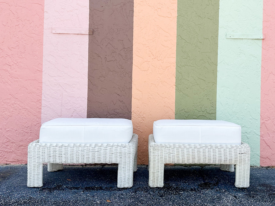 Pair of Wicker Chic Ottomans