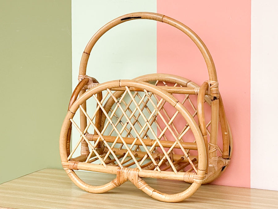 Pretzel Rattan Magazine Rack