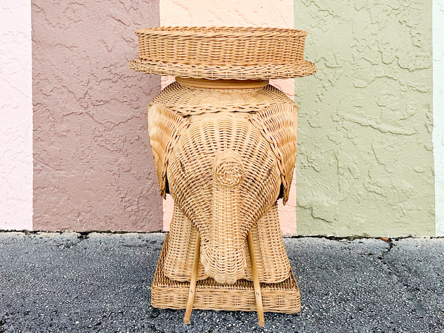 Wicker Elephant Side Table