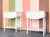 Pair of Custom Wood and Rattan Painted Nightstands