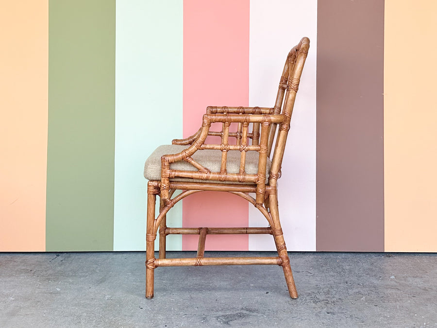 McGuire Style Rattan Cathedral Arm Chair
