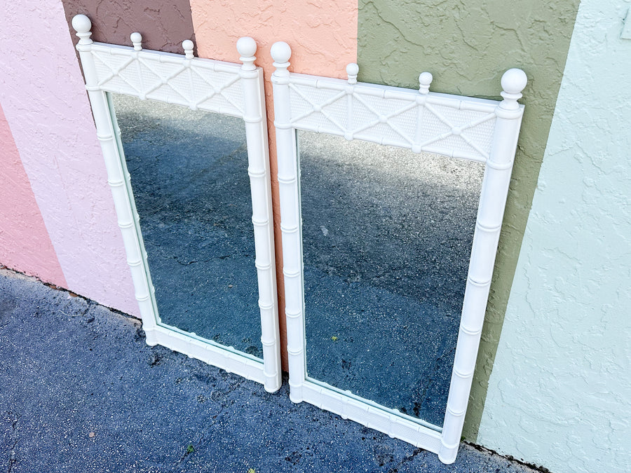 Pair of Faux Bamboo Omega Mirrors