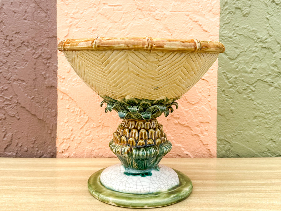 Majolica Pineapple Pedestal Bowl