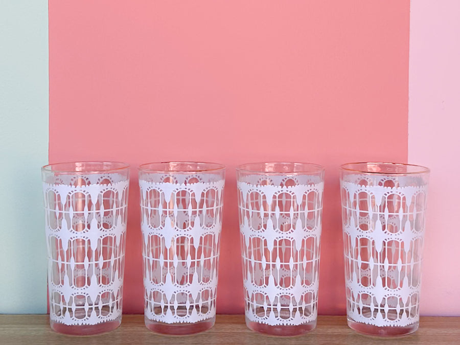 Set of Eight White Lace Glassware