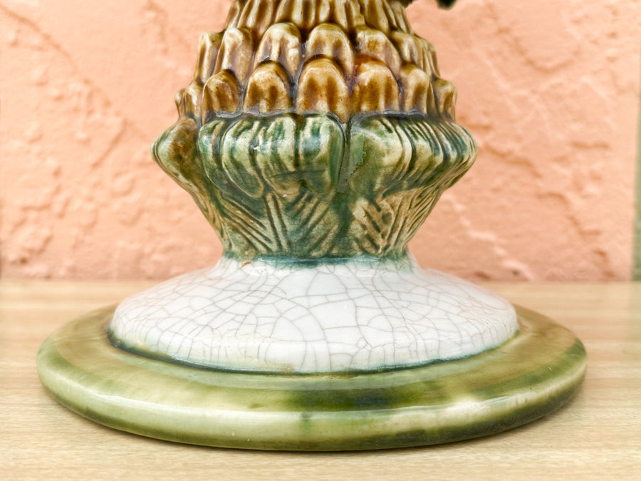 Majolica Pineapple Pedestal Bowl