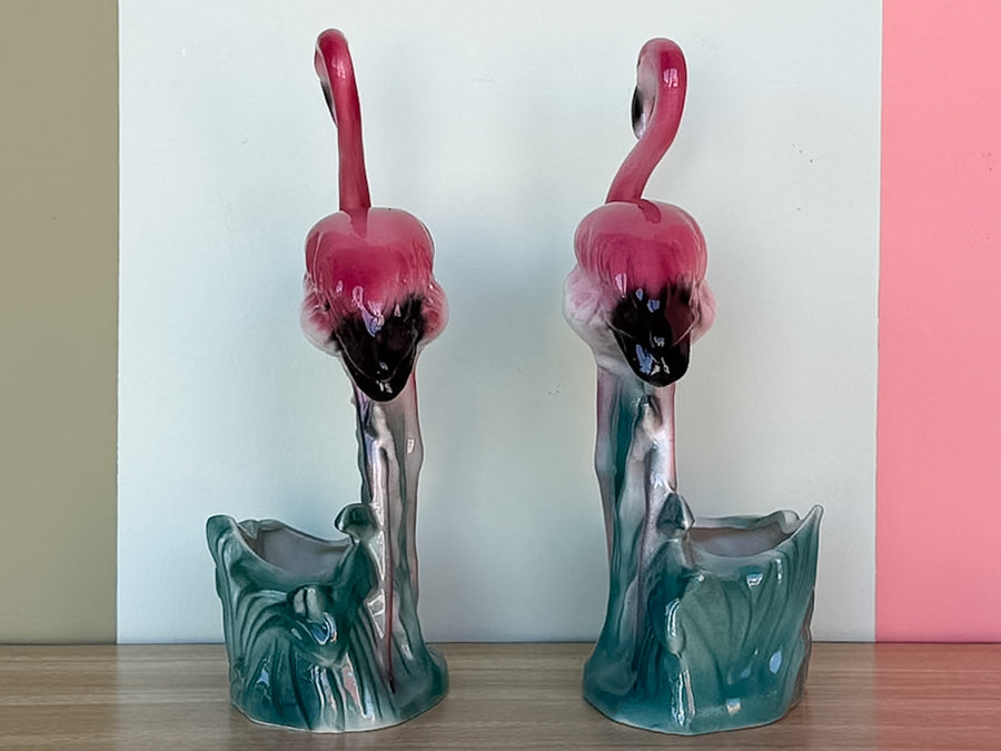 Pair of 1950s Flamingo Cachepots