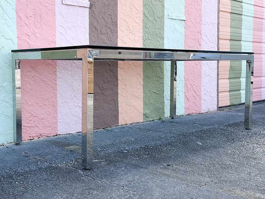 MCM Glass and Chrome Dining Table