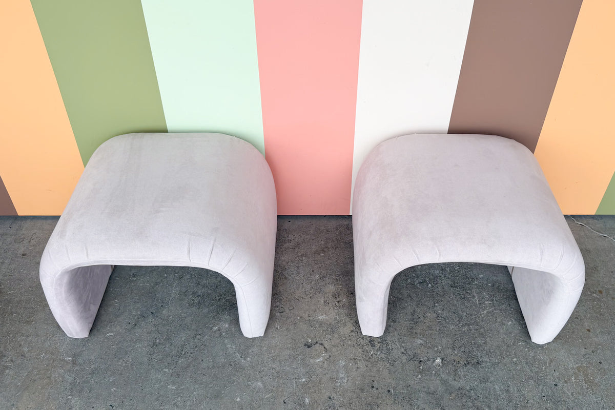 Pair of Upholstered Waterfall Stools
