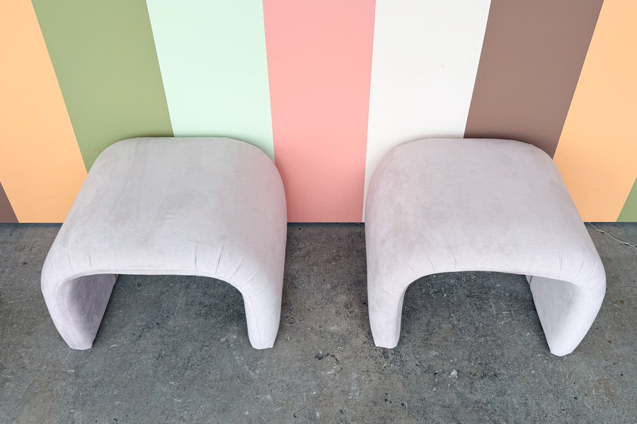 Pair of Upholstered Waterfall Stools