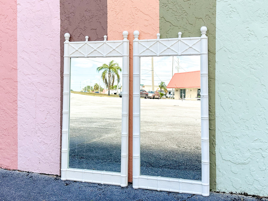 Pair of Faux Bamboo Omega Mirrors