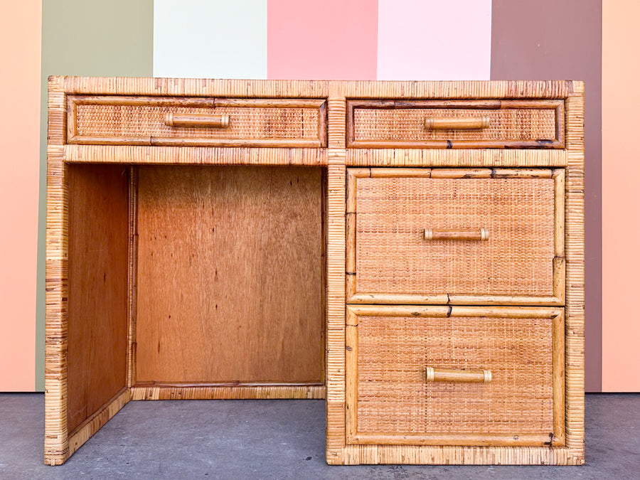 Coastal Rattan Wrapped Desk