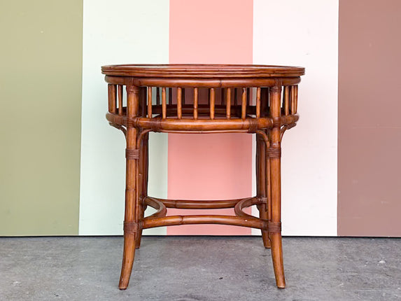 Handsome Round Rattan Side Table