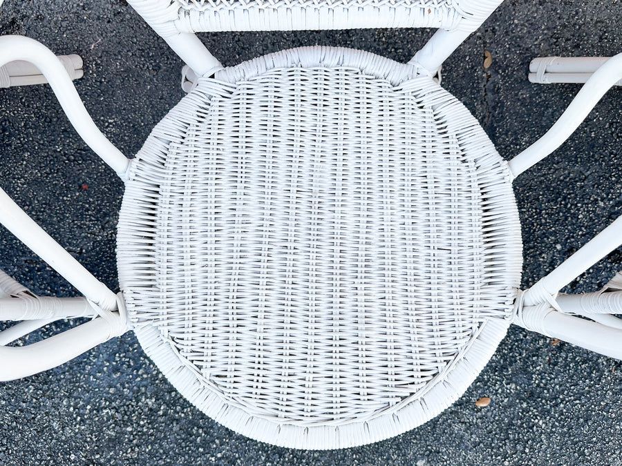 Set of Four Palm Beach Chic Rattan Dining Chairs
