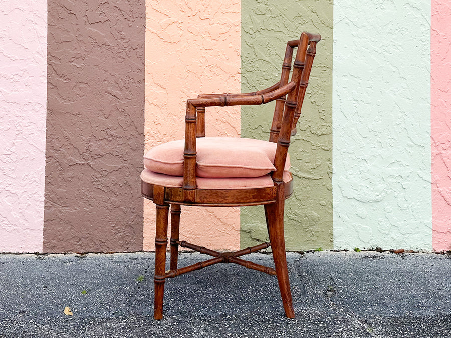 Set of Six Handsome Faux Bamboo Dining Chairs