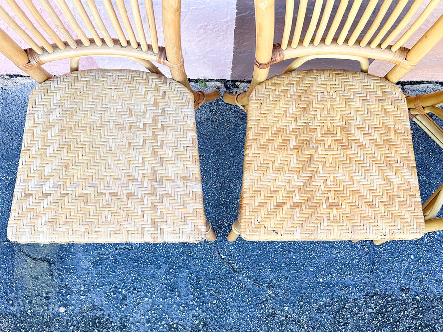Set of Four Cute Rattan Bistro Dining Chairs